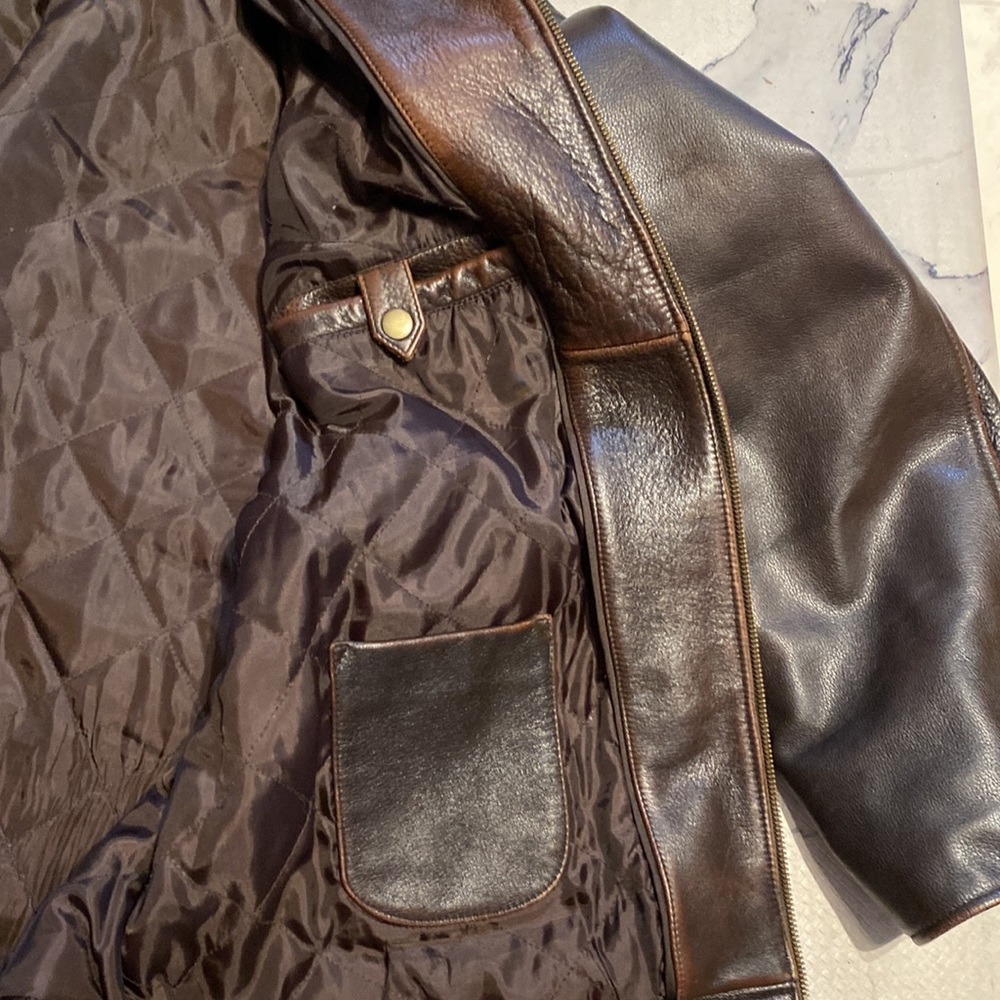 Mens Leather Y2K Bomber Jacket! Like New! Worn 1x! Quilted Liner/Pockets! XL🔥🎄 - Picture 3 of 13